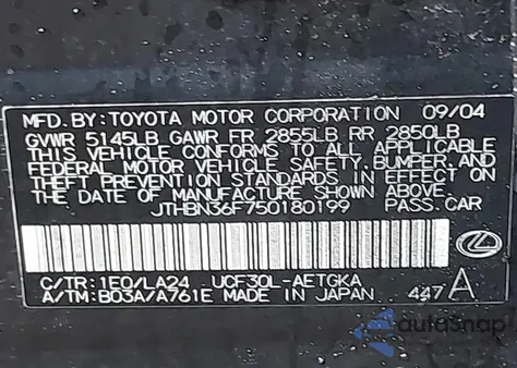 2005 Lexus Ls 430 z USA, uszkodzony, nr VIN JTHBN36F750180199